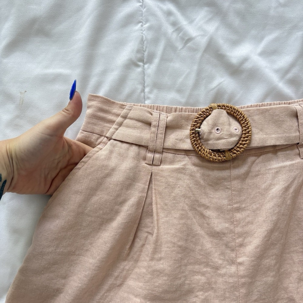 Sigrid Olsen Shorts Linen Blend Womens 6 Pink Belted Summer Beach Coastal Dainty - Picture 2 of 8